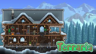 Winter Cabin amp Bridge  Terraria Speed Build [upl. by Marchall]