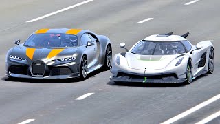 Koenigsegg Jesko Absolut vs Bugatti Chiron Super Sport 300  Drag Race 20 KM [upl. by Venetia]