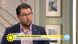 Jimmie Åkesson quotVi kan tänka oss att stödja Moderaternas budgetquot  Nyhetsmorgon TV4 [upl. by Stanfill719]