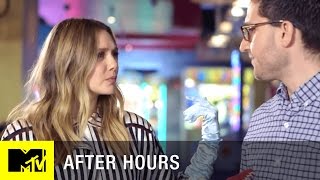 Captain America’s Elizabeth Olsen Has Terrifying Hands  MTV After Hours w Josh Horowitz [upl. by Salohci594]