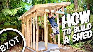 BUILDING A LEAN TO SHED  START TO FINISH Part 1 of 2 [upl. by Dorwin]