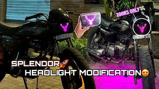 New Trending Headlight Modification Splendor🔥🚀  Splendor Headlight modification detailed video😱 [upl. by Ahsinal64]