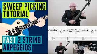 Sweep Picking Tutorial FAST 2 String Arpeggios [upl. by Otanutrof]