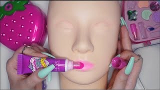 ASMR Kids Makeup on Mannequin Head whispering tapping makeup sounds for sleep [upl. by Pond739]