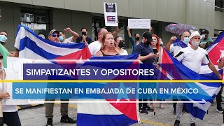 Simpatizantes y opositores se manifiestan en la embajada de Cuba en México [upl. by Worsham]