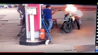 Malappuram petrol bunk  bike fire accident CCTV [upl. by Durante24]