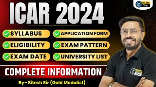 ICAR Eligibility Syllabus Exam Pattern ICAR Application form 2024 CUET ICAR 2024 Complete Detail [upl. by Katey]