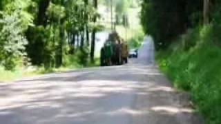 John Deere 730 pulls 3 hay wagons [upl. by Nauqram]