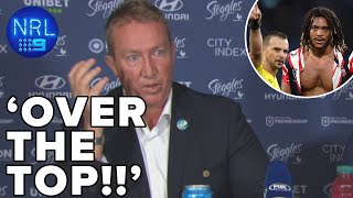 Trent Robinson GOES OFF over ridiculous sin bin amp send off NRL Presser  NRL on Nine [upl. by Adnah]