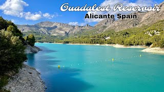 Guadalest Reservoir Drone FootageBlue Lake Alicante Spain [upl. by Namreg523]