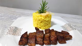 Zerdeçallı Risotto Eşliğinde Worcestershire Soslu Küşleme  Risotto Nasıl Yapılır [upl. by Mendel]