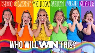 RED 🍉 VS ORANGE 🏀 VS YELLOW ☀️ VS GREEN 🍀 VS BLUE 🦋 VS PURPLE 🍇 🌈RAINBOW SHOPPING CHALLENGE🌈 [upl. by Rori401]