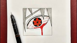 Easy to draw  how to draw sasuke’s eye stepbystep [upl. by Aiuqet852]