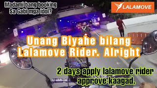 Unang Biyahe bilang isang lalamove rider marami ba booking pag gabi mga idol vlog1 [upl. by Anegue]