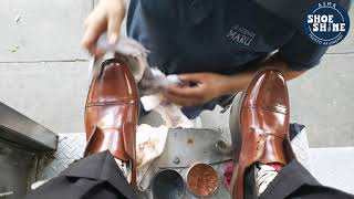 S4E27 Black wax on brown shoes By Maru Premium Service ASMR shoeshine faustoarizmendi [upl. by Burton]