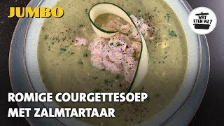 Wat eten we Romige courgettesoep met zalmtartaar [upl. by Eziechiele]