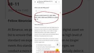 🚨 EX QSP BRD NXS NAV MDA and SPARTA Delist from Binance  binance news [upl. by Dusa]