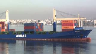 Arkas MV Martine A container ship entering the port of Izmir on 19 May 2012 [upl. by Ahtibat]