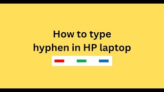 How to type hyphen in HP laptop [upl. by Beedon447]