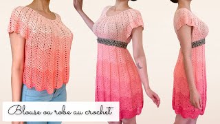 Comment faire une BLOUSE ou une ROBE au crochet  SANS COUTURE et sans démarcation  Toutes tailles [upl. by Neufer]