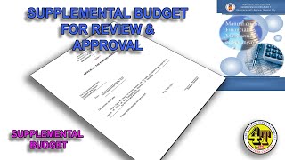 FOR REVIEW amp APPROVAL  SUPPLEMENTAL BUDGET [upl. by Nari]