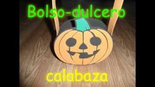 MANUALIDADES BOLSO O DULCERO DE GOMA EVA CON FORMA DE CALABAZA [upl. by Asille]