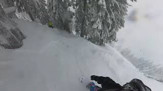 20240225Stevens PassSnowboarding Glades between Bobby Chute and Nancy Chute [upl. by Zinah892]