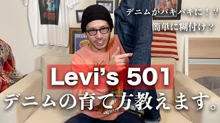 【Levis501】リーバイス501の育て方教えます！！簡単に糊付けする方法！？！？【デニム育成方法ハチノス、ヒゲの色落ち】 [upl. by Aineval]