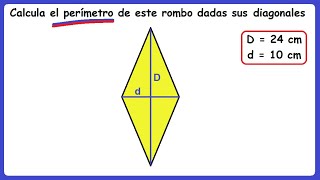 Perímetro de un rombo dadas sus diagonales [upl. by Eeslek]