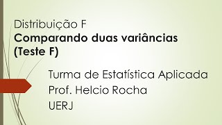 Teste F para variância de duas amostras variâncias iguais ou diferentes [upl. by Ernie313]