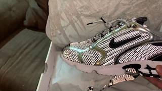 Stussy Nike Air Spiridon cage 2 Pure platinum Review [upl. by Ellimahs]