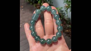 Bluish Green Jade Bracelet  Round Beads NJBA152 [upl. by Teriann469]