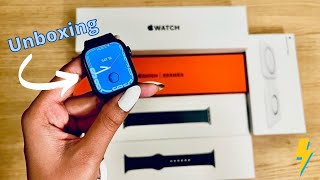 Apple watch series 7 Unboxing  Titanium Space Black 41mm [upl. by Eladnwahs]