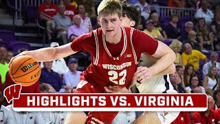 Virginia vs Wisconsin  Highlights  Big Ten Mens Basketball  Nov 20 2023 [upl. by Raynell]