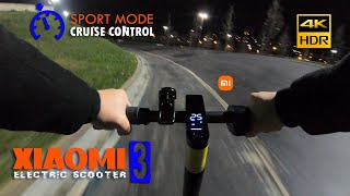 Xiaomi Mi Electric Scooter 3  Sport Mode Cruise Control Test Environment Sound Only 4K [upl. by Nnylyt]