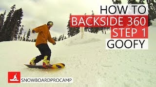 How to Backside 360 Part 1  Snowboarding Tricks Goofy [upl. by Susejedairam]