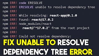 How to Fix npm ERR ERESOLVE Unable to Resolve Dependency Tree React Error in Visual Studio Code [upl. by Soilissav]