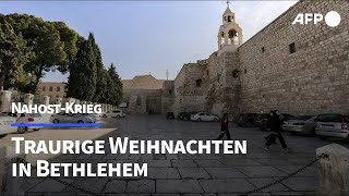 Traurige Weihnachten in Bethlehem GazaKrieg hält Pilger fern  AFP [upl. by Yelraf]