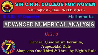 7 BSc 36  Advanced Numerical Analysis  U 3  General Quadrature FormulaTrapezoidal Rule Part 1 [upl. by Hsizan]