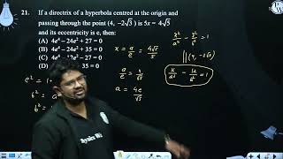 If a directrix of a hyperbola centred at the origin and passing through the point 4 23 is [upl. by Aklam113]