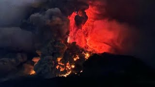 Monstrous eruption of Ruang volcano North of Sulawesi Indonesia Ash reaching 63000ft or 19000m [upl. by Norehc186]