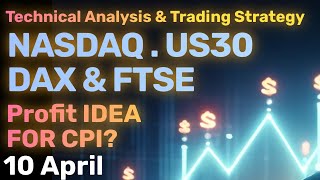 Nasdaq Dow  Dax amp UK100s Sharp Reversal  How to Profit on Todays CPI Data 10th April [upl. by Bartle822]