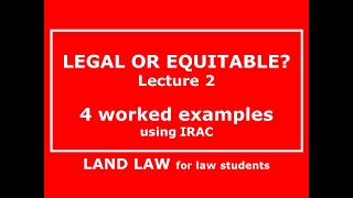 ANSWER PLAN  LEGAL OR EQUITABLE Land Law [upl. by Krik]