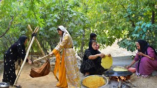 Butter and buttermilk prepared from Local yogurt for baking bread in Iranian village style [upl. by Annayar308]