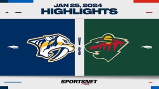 NHL Highlights  Predators vs Wild  January 25 2024 [upl. by Meehan]