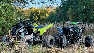 RAPTOR 700R and YFZ450R TEARING UP THE FIELDS [upl. by Aettam]