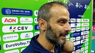 Marco Gaspari coach Savino Del Bene Scandicci post vittoria Chsmpions con Vuluntari [upl. by Jestude]