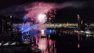 New Year 2022 Fireworks  Melbourne Australia Docklands Midnight  4K [upl. by Atilahs]