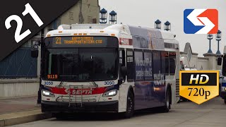 SEPTA Ride 2017 New Flyer XDE40 on route 21 Penn Landing [upl. by Ahilam35]