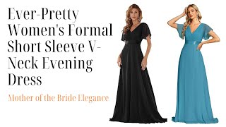 EverPretty Womens Formal Short Sleeve VNeck Evening Dress Mother of the Bride Elegance [upl. by Mahseh638]